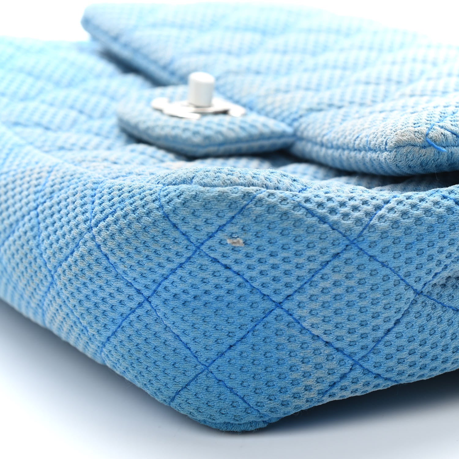 Chanel Neoprene Quilted Medium Single Flap Blue 10 of 10