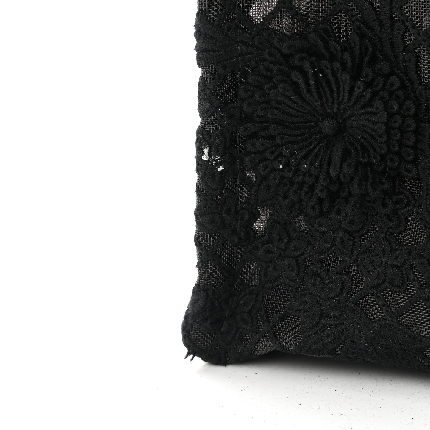 Embroidered 3D Macrame D-Lace Butterfly Medium Book Tote Black Multicolor