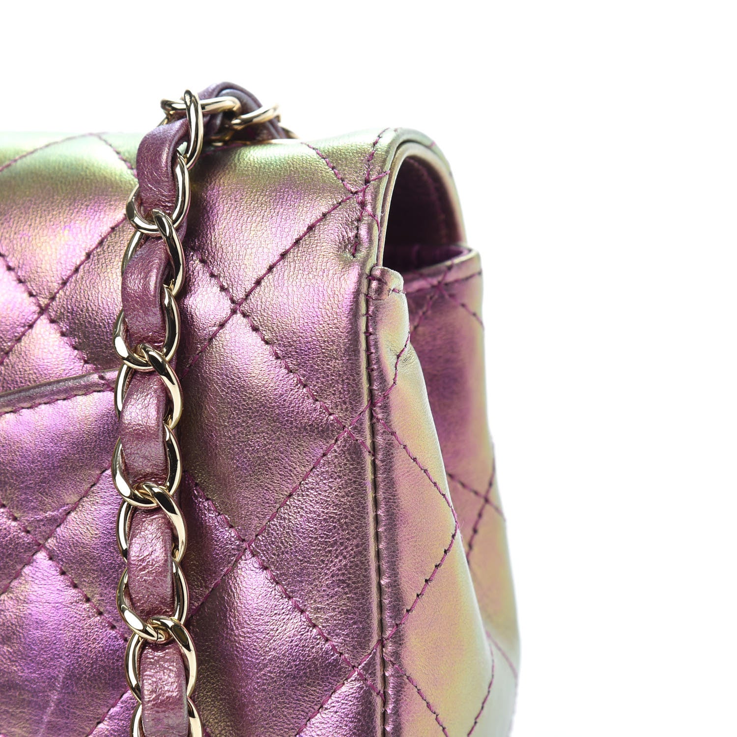 Chanel Iridescent Lambskin Quilted Mini Rectangular Flap Purple 11 of 14