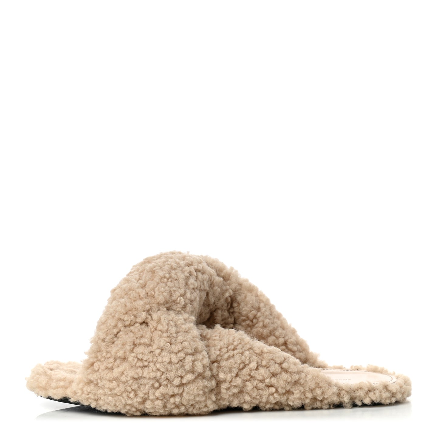 Faux Shearling Drapy Slide Sandals 37 Beige