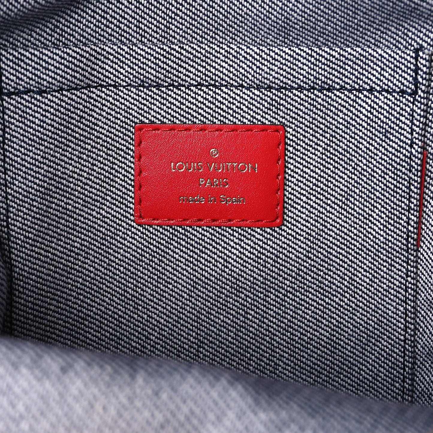 Denim Damier Monogram Patchwork Palm Springs Backpack Mini Blue Rouge
