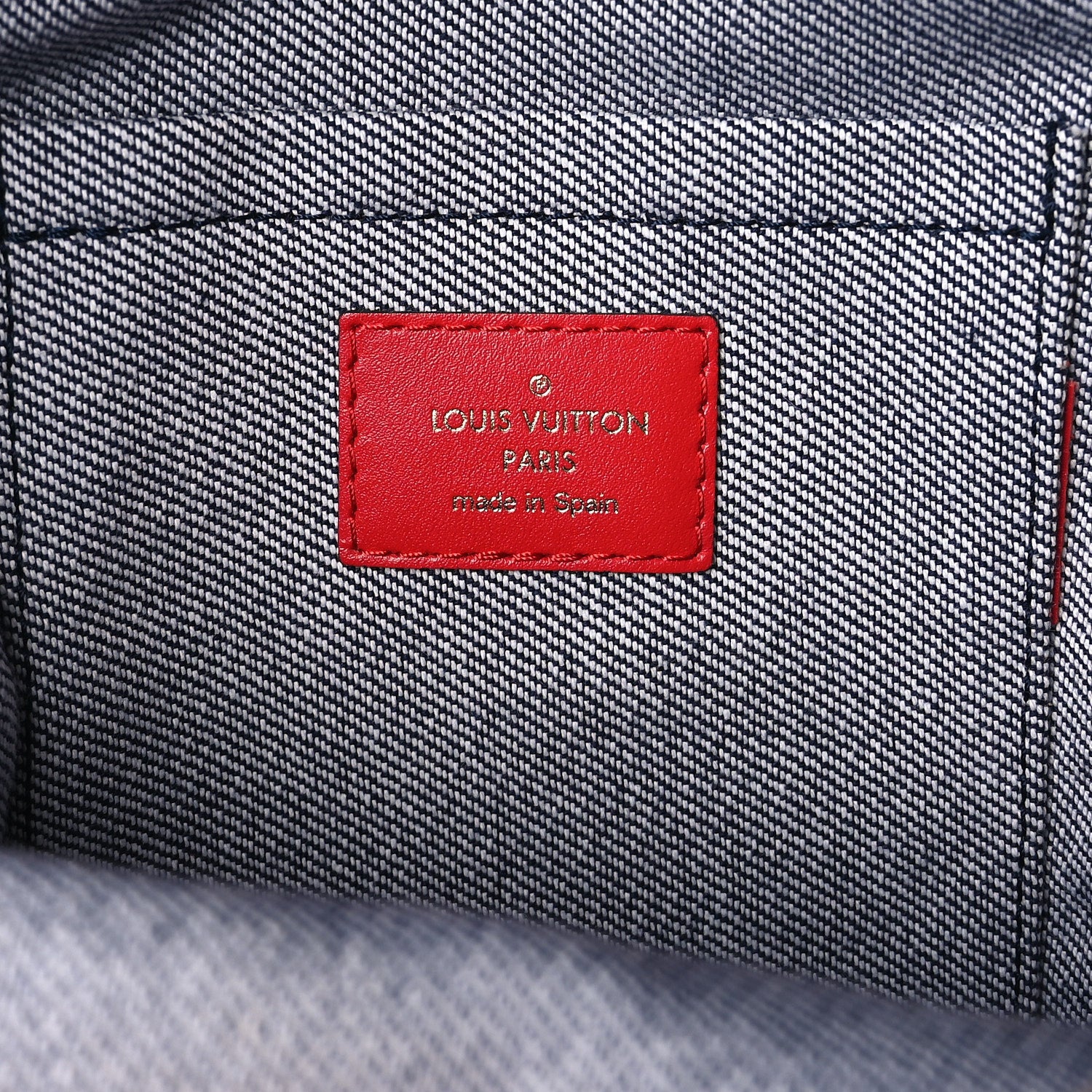 Louis Vuitton Denim Damier Monogram Patchwork Palm Springs Backpack Mini Blue Rouge 5 of 8