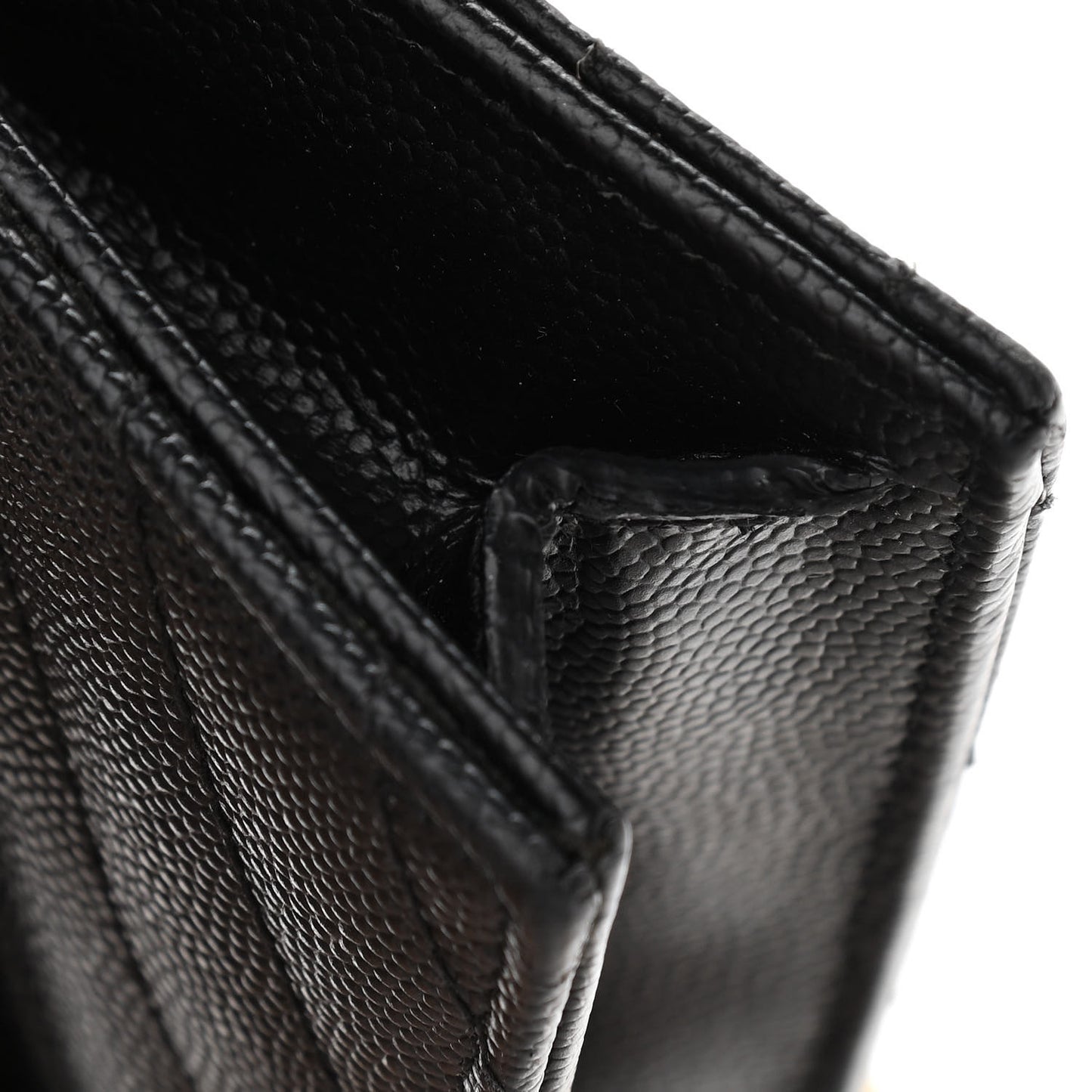 Grain De Poudre Matelasse Chevron Monogram Envelope Chain Wallet Black