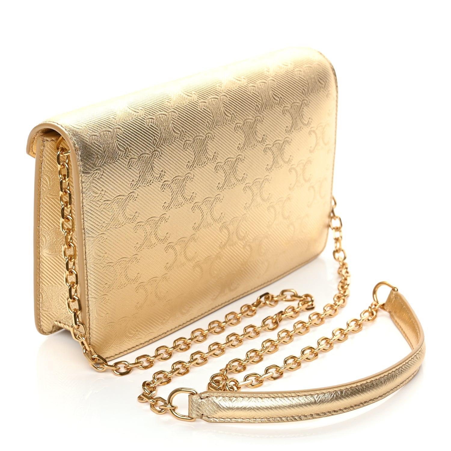 Celine Metallic Triomphe Wallet on Chain 2 of 8
