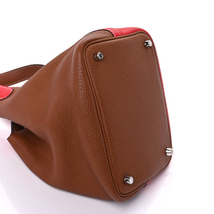 Hermes Taurillon Clemence Casaque Picotin Lock 18 PM  Gold Rouge De Coeur 7 of 7