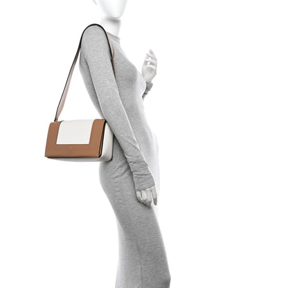 Celine Shiny Smooth Calfskin Medium Frame Shoulder Bag Tan Optic White 2 of 12