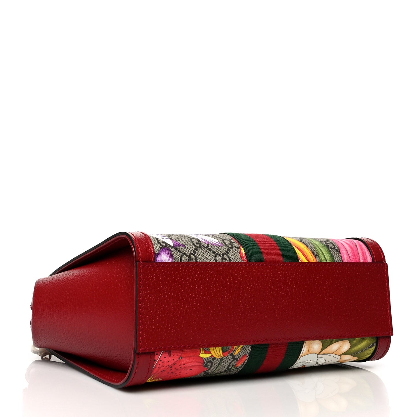 GG Supreme Monogram Flora Web Small Ophidia Tote Bag Red