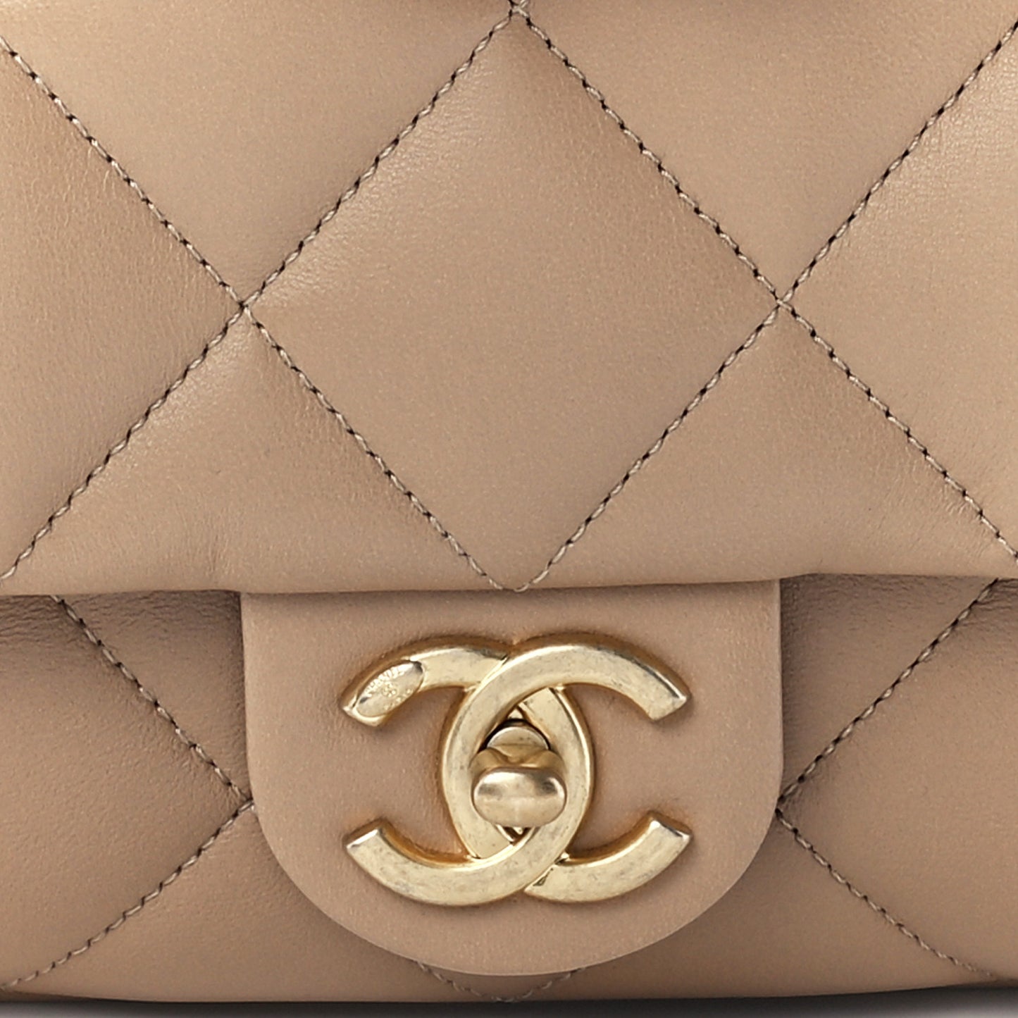 Lambskin Quilted Large CC Funky Town Flap Beige