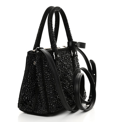 Prada Satin Crystal Mini Galleria Double Zip Tote Black 3 of 10