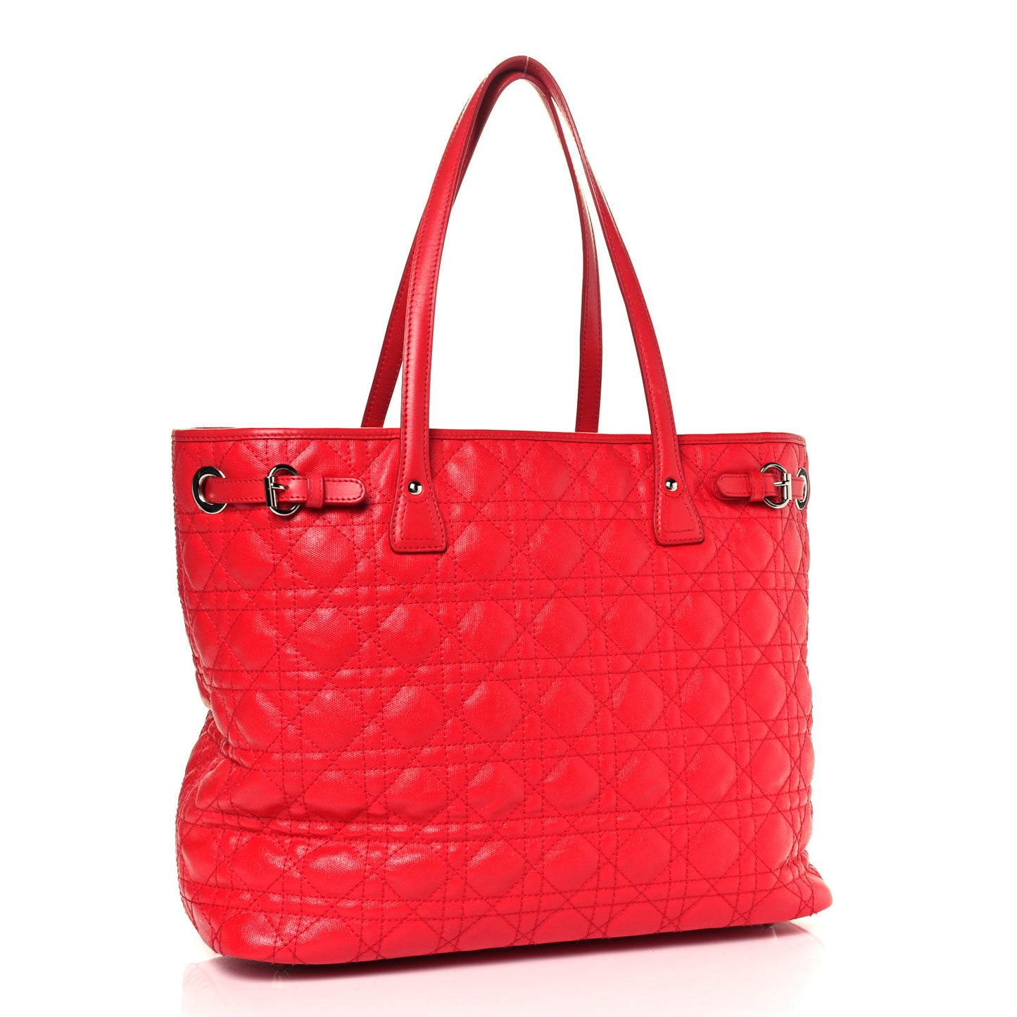 Coated Canvas Cannage Large Panarea Tote Red
