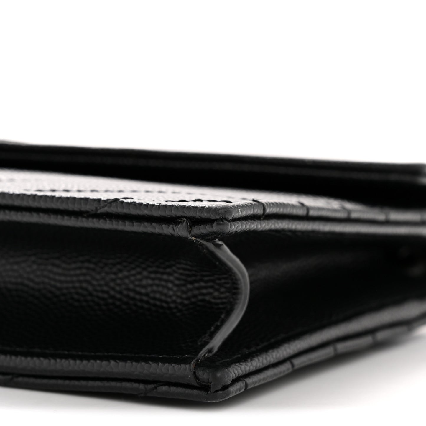 Grain De Poudre Matelasse Chevron Monogram Monochrome Envelope Chain Wallet Black