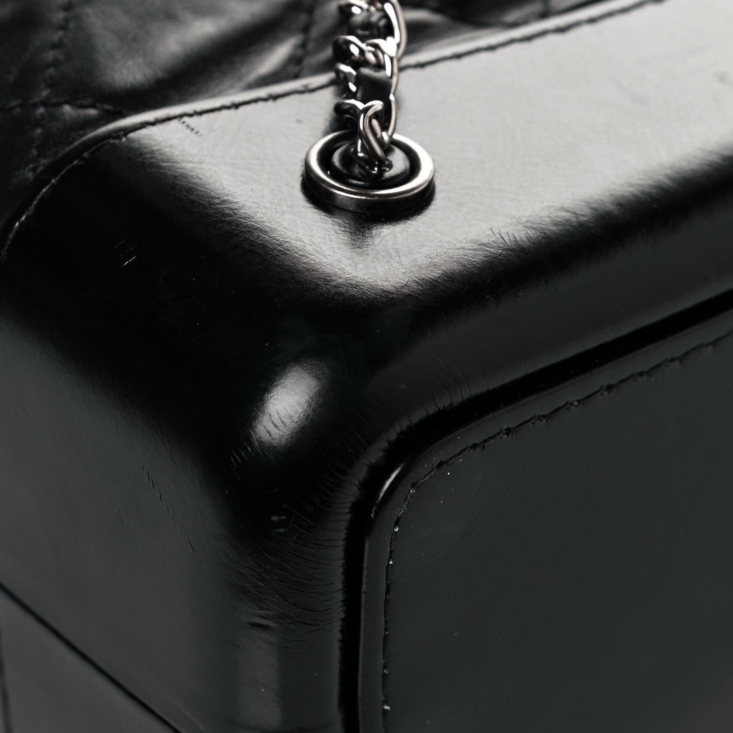 Aged Calfskin Quilted Gabrielle Backpack Black