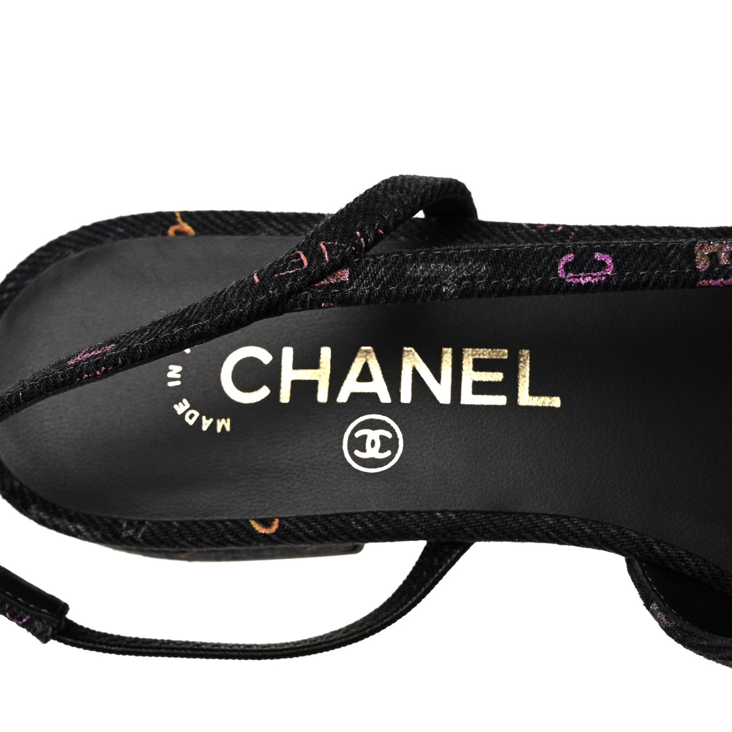 Denim Cap Toe Denim Mood Slingback Flats 39 Black Multicolor