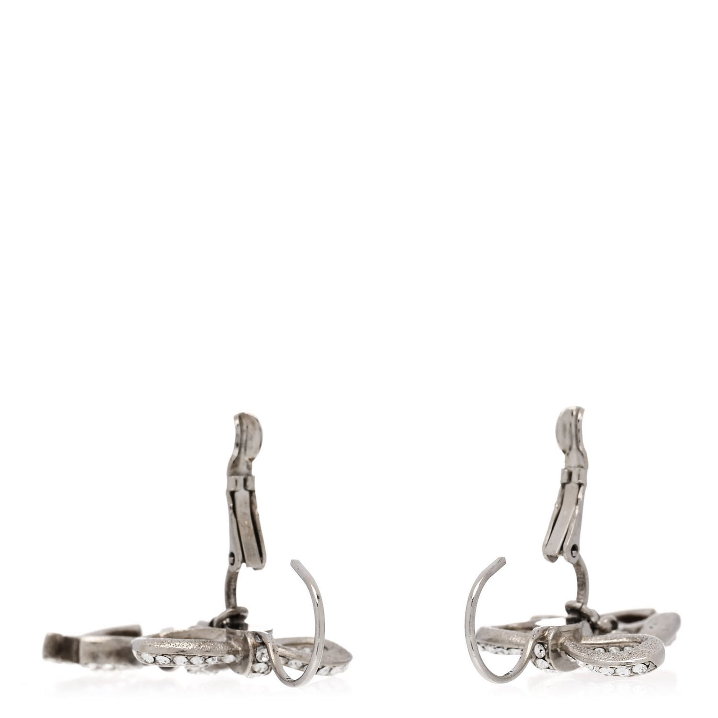 Crystal CC Bow Drop Earrings Silver