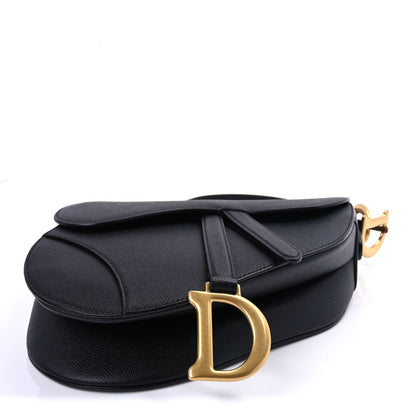 Christian Dior Grained Calfskin Saddle Bag With Strap Black 3 of 8