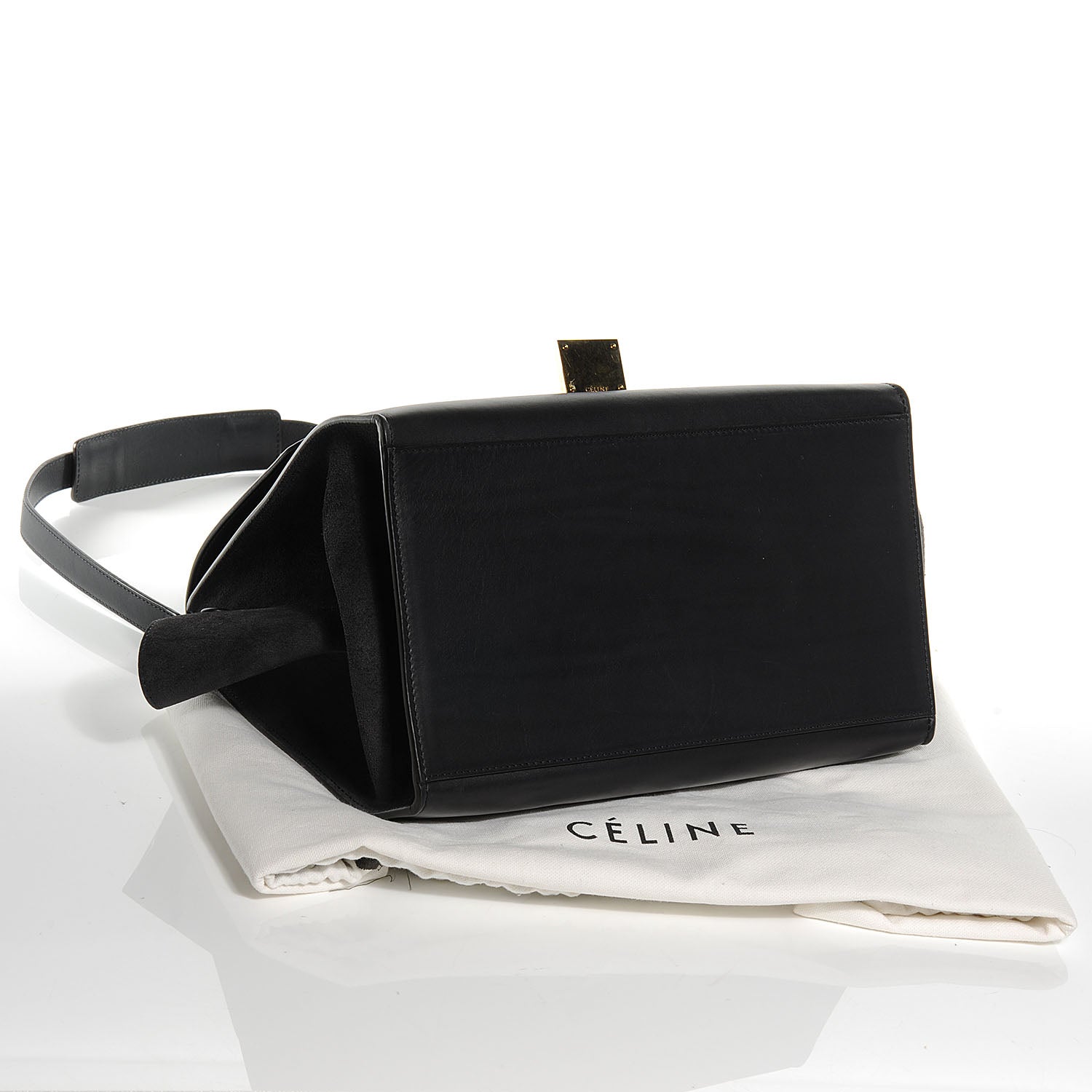 Celine Calfskin and Suede Small Trapeze Navy Blue 4 of 7