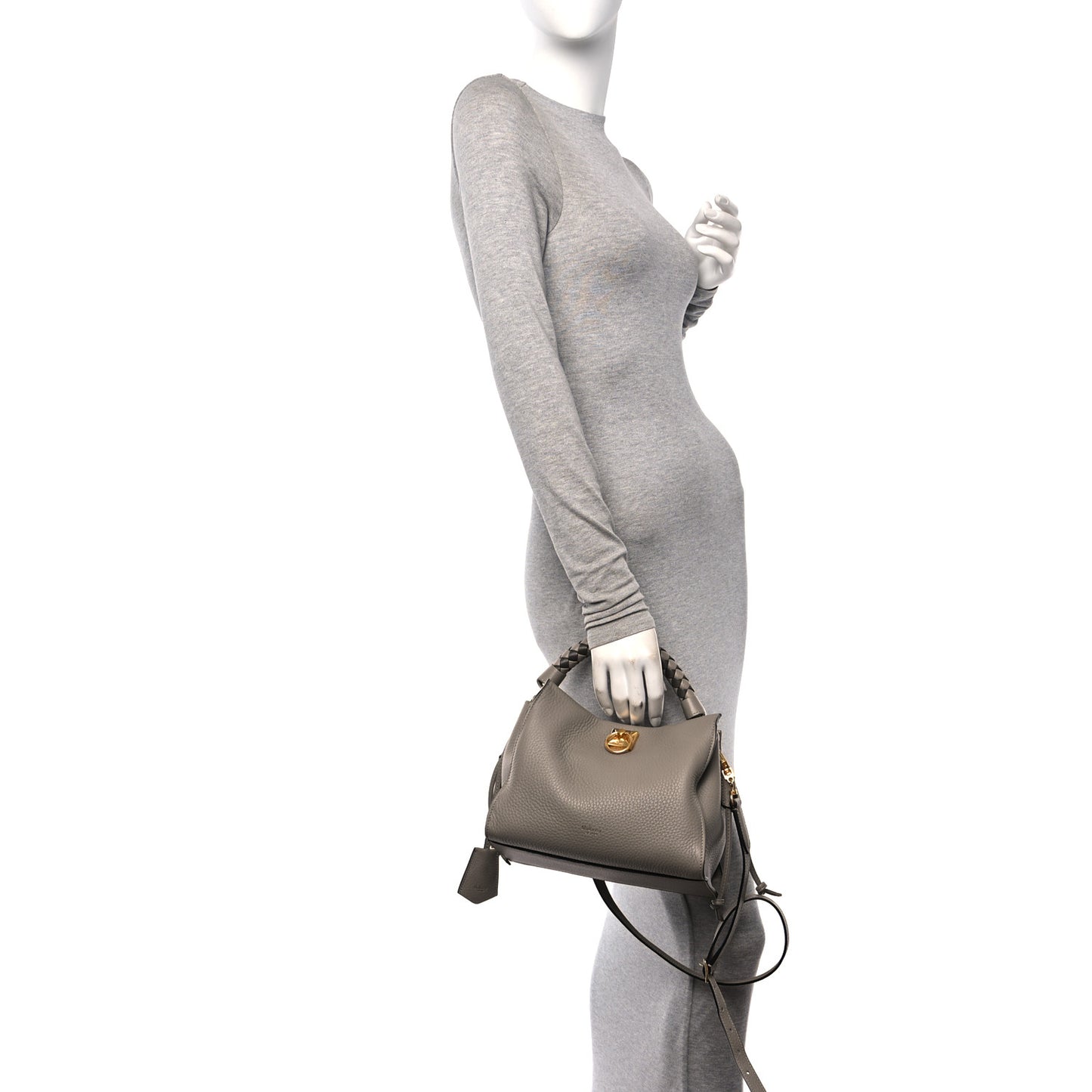 Heavy Grain Small Iris Tote Powder Grey Dark Clay