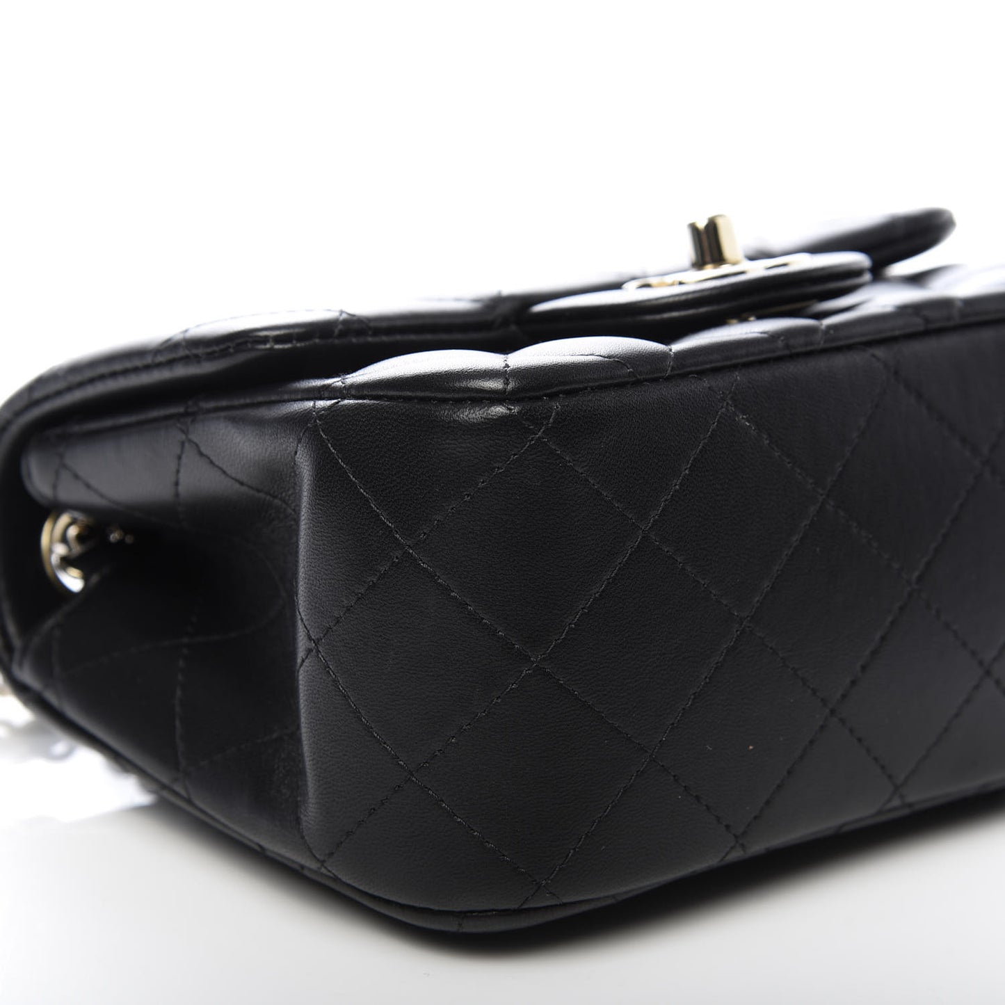 Lambskin Quilted Mini Square Flap Black