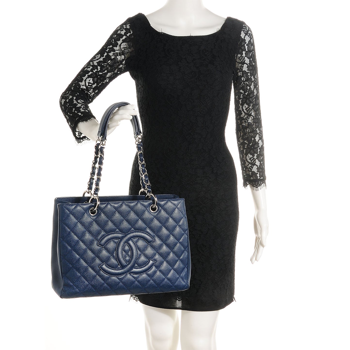Caviar Grand Shopping Tote GST Dark Blue