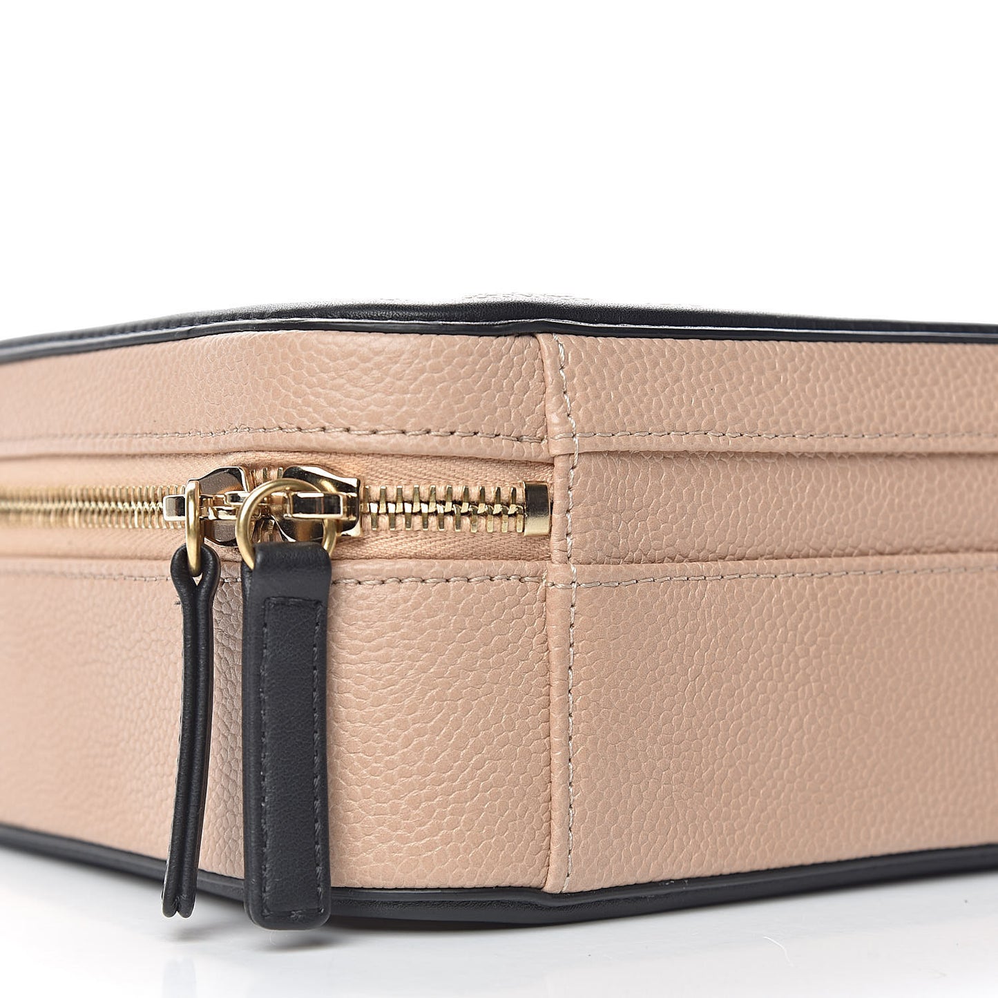 Caviar Quilted Medium CC Filigree Vanity Case Beige Black