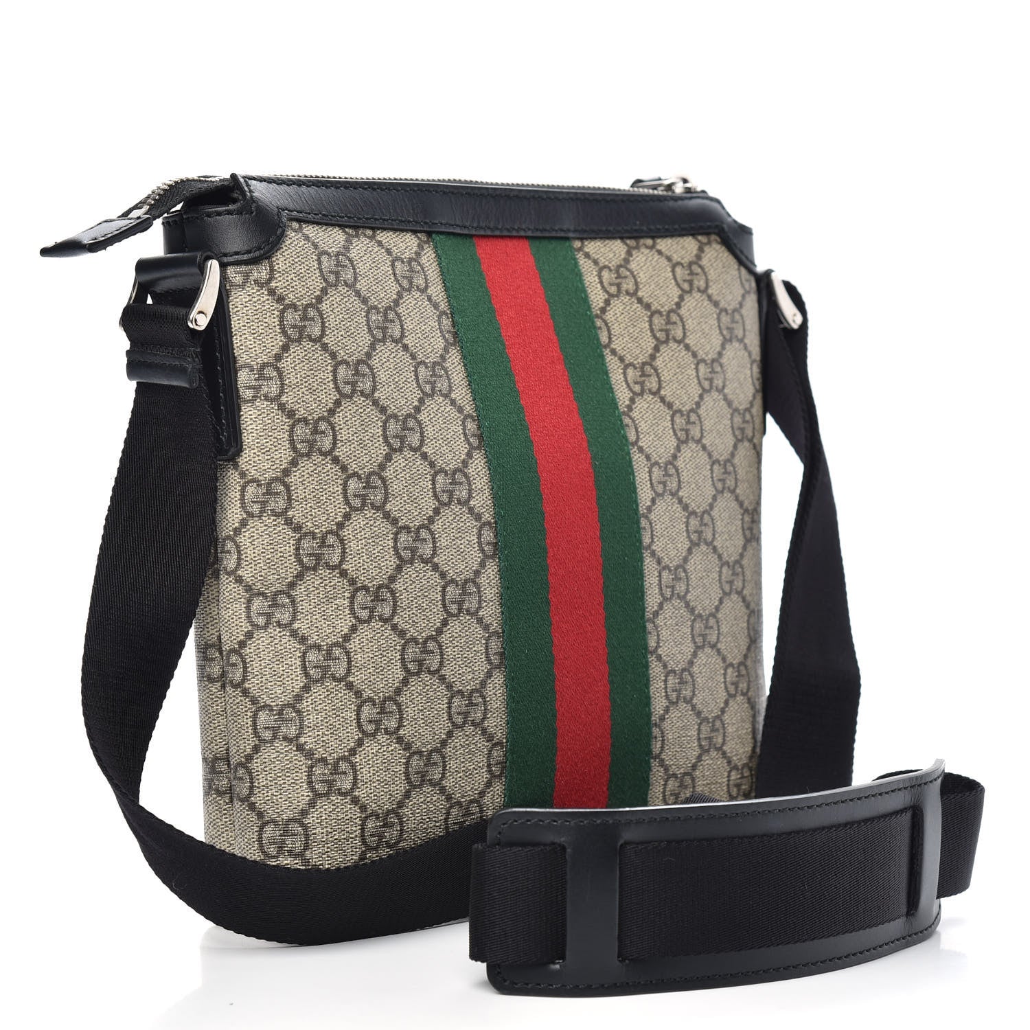 Gucci GG Supreme Monogram Web Messenger Bag Black 3 of 10