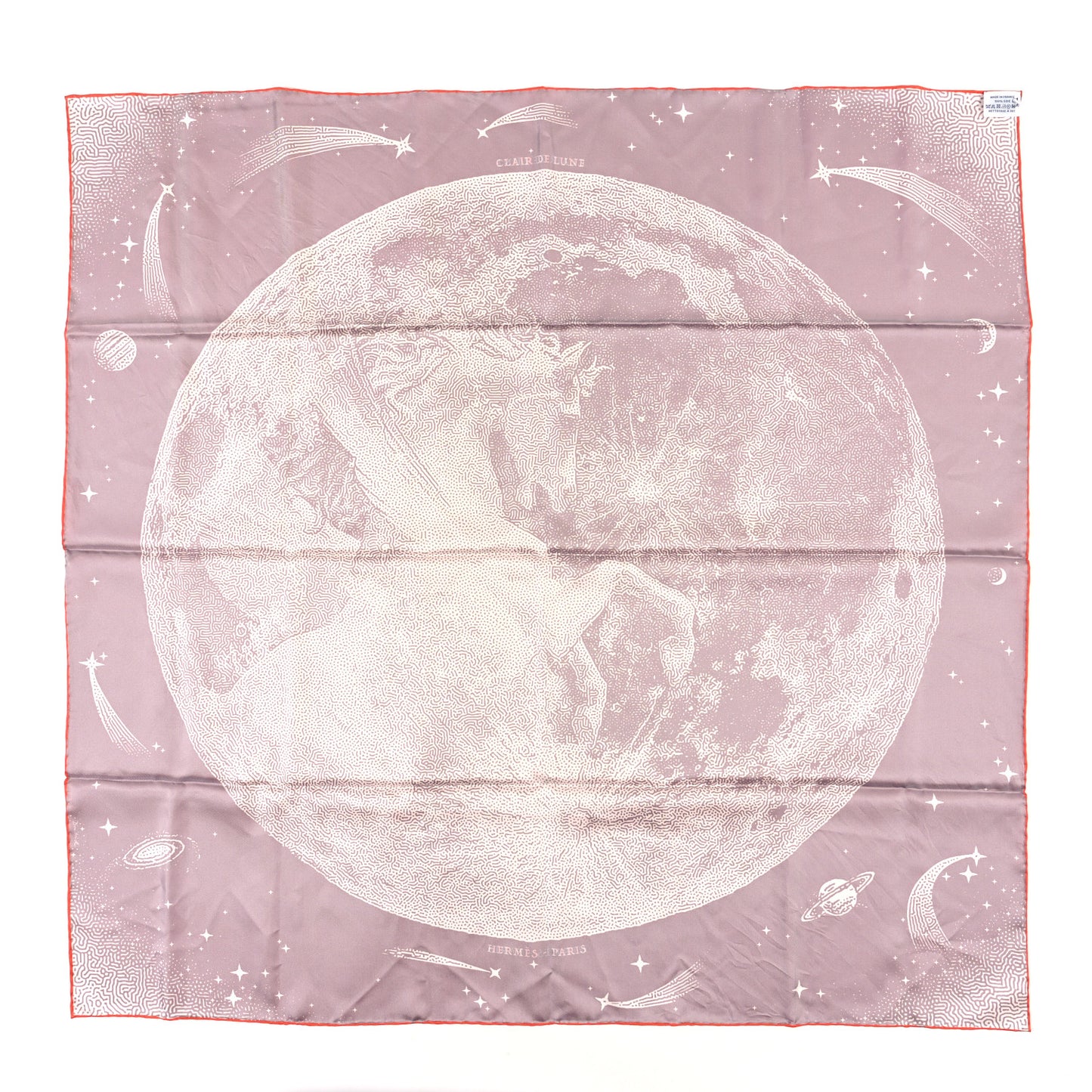 Silk Double Face Clair De Lune Scarf 90 Orange Gris White