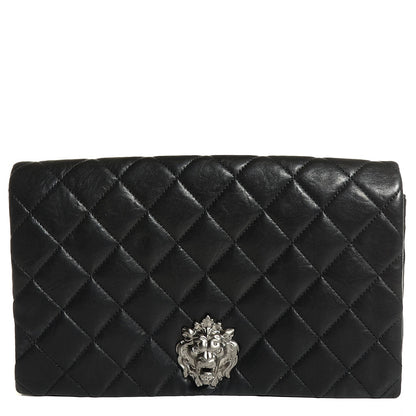 Chanel Lambskin Quilted Medium Leo Lion Flap Clutch Black 1 of 8