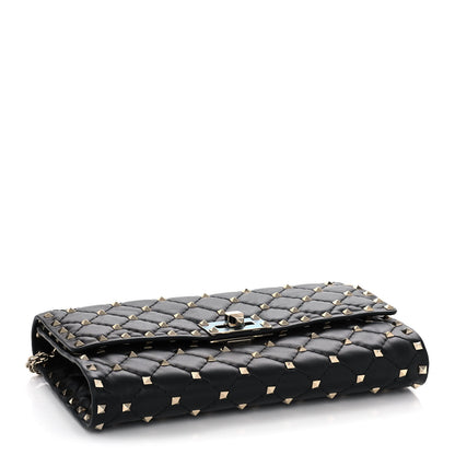 Valentino Garavani Lambskin Rockstud Spike Wallet on Chain Black 4 of 10