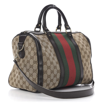 Gucci Monogram Vintage Web Medium Boston Dark Brown 4 of 19