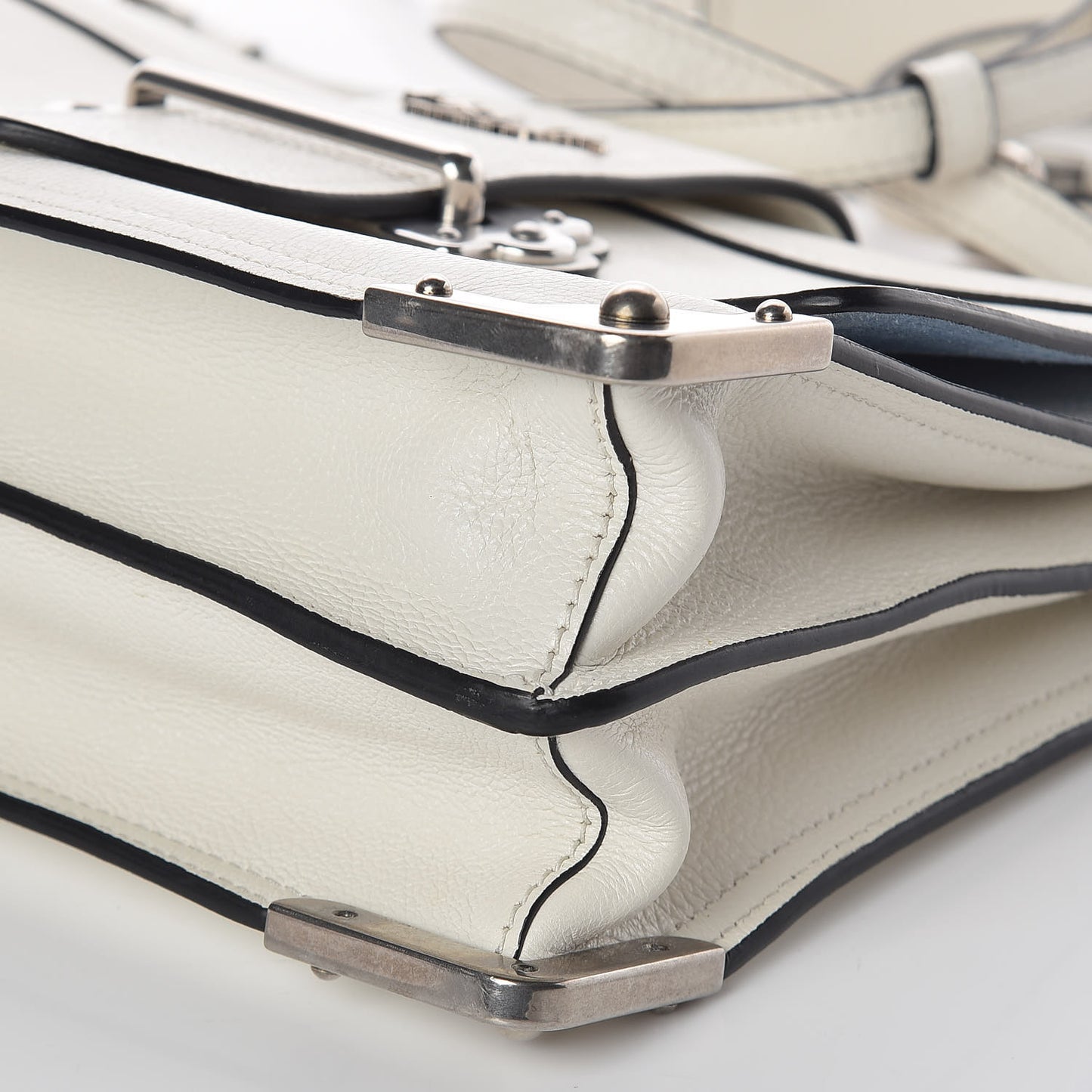 Glace Calfskin Large Soft Cahier Bag White