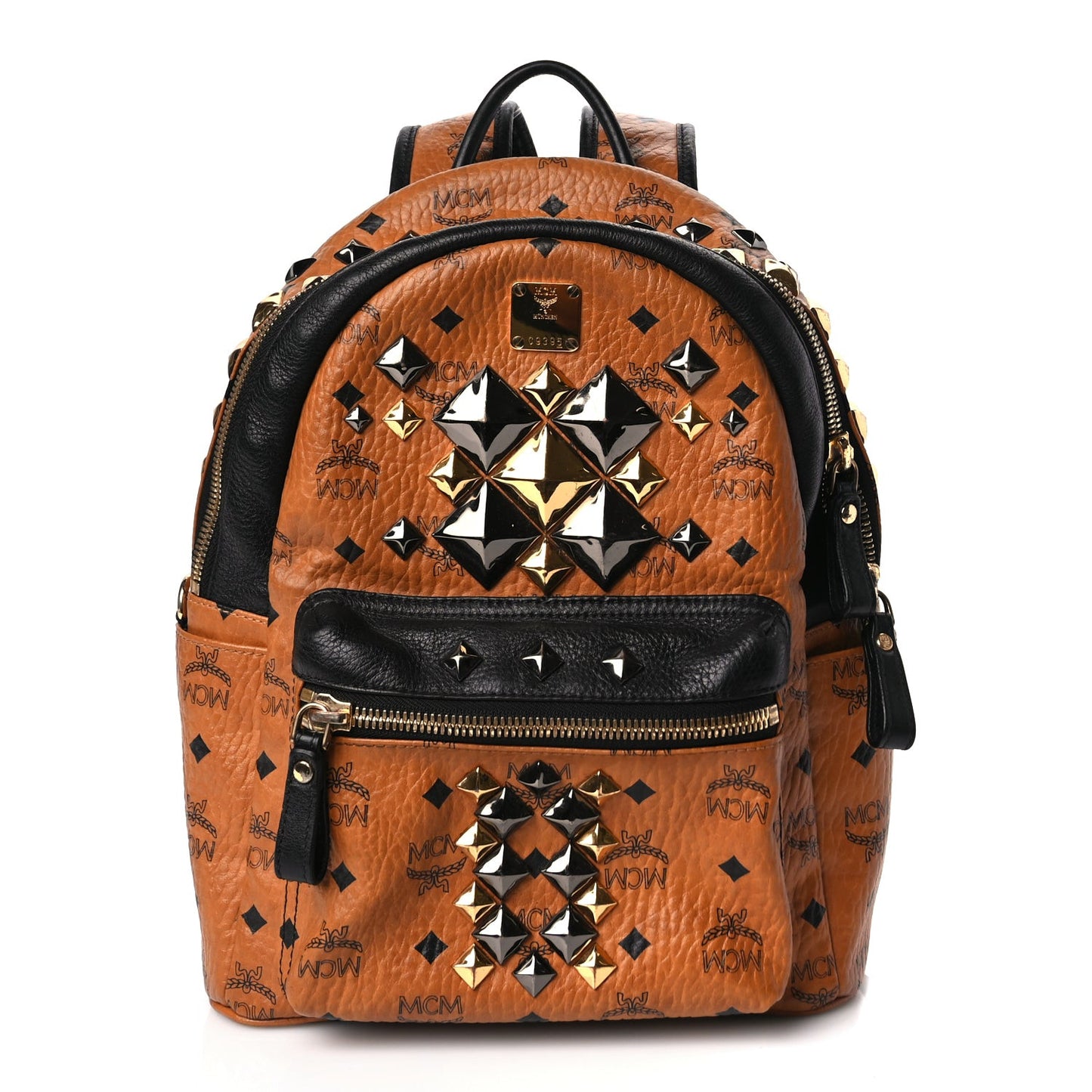Visetos Studded Colorblock Small Stark Brock Backpack Cognac Black