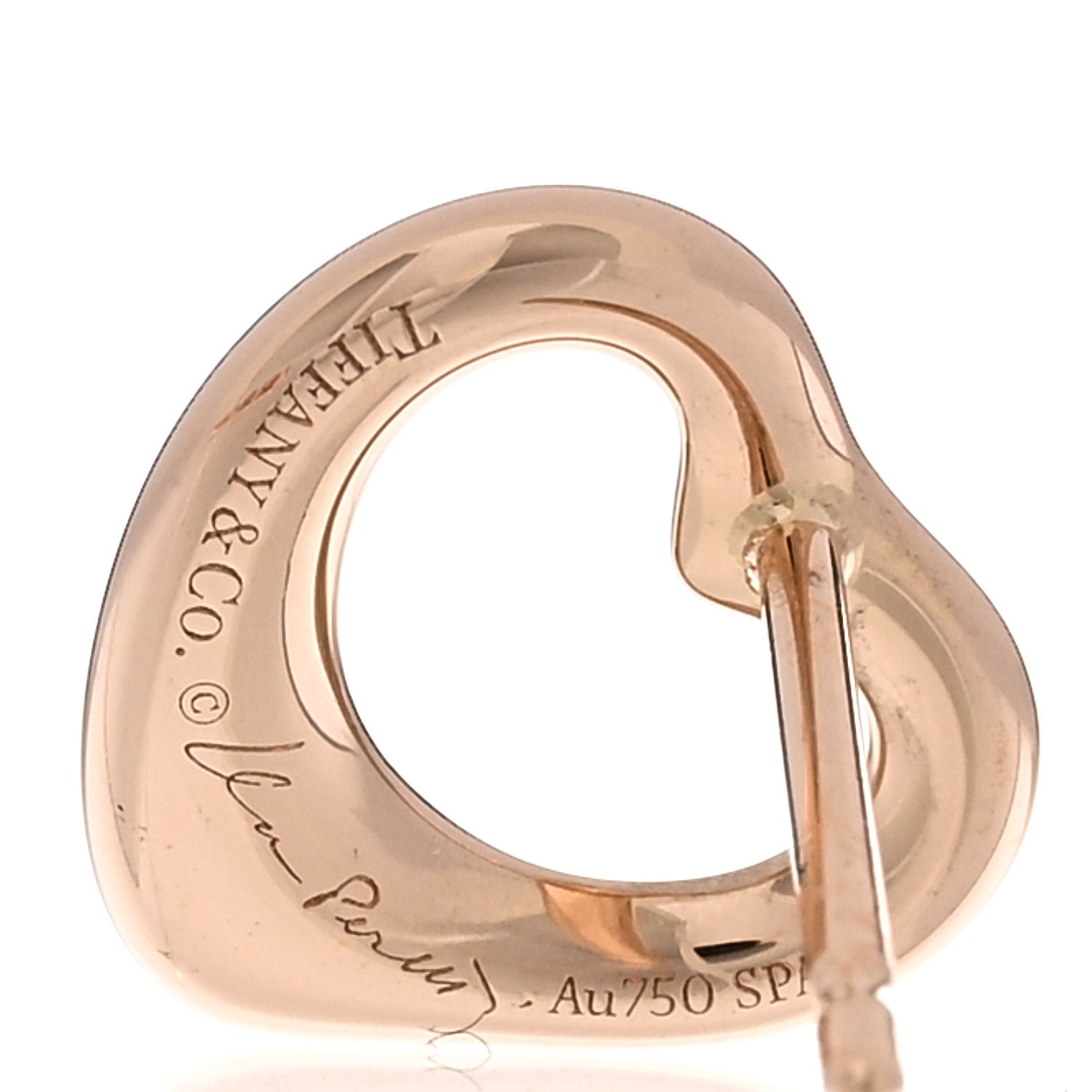 Tiffany 18K Rose Gold 11mm Elsa Peretti Open Heart Earrings 4 of 5