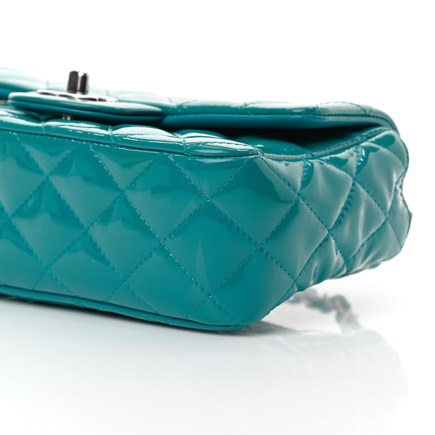 Chanel Patent Quilted Mini Rectangular Flap Turquoise 9 of 11