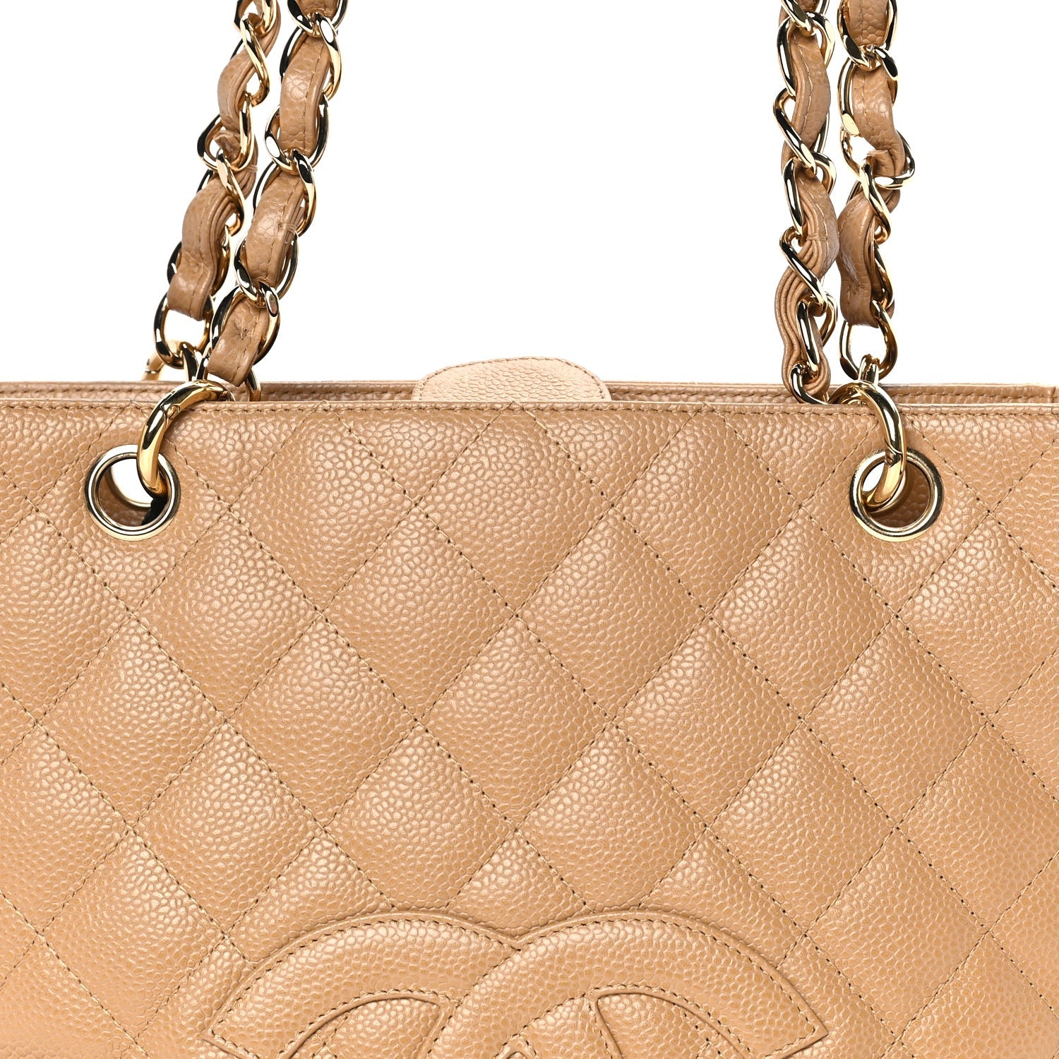 Chanel Caviar Quilted Petit Shopping Tote PST Dark Beige 7 of 7