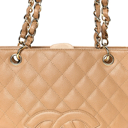 Chanel Caviar Quilted Petit Shopping Tote PST Dark Beige 7 of 7
