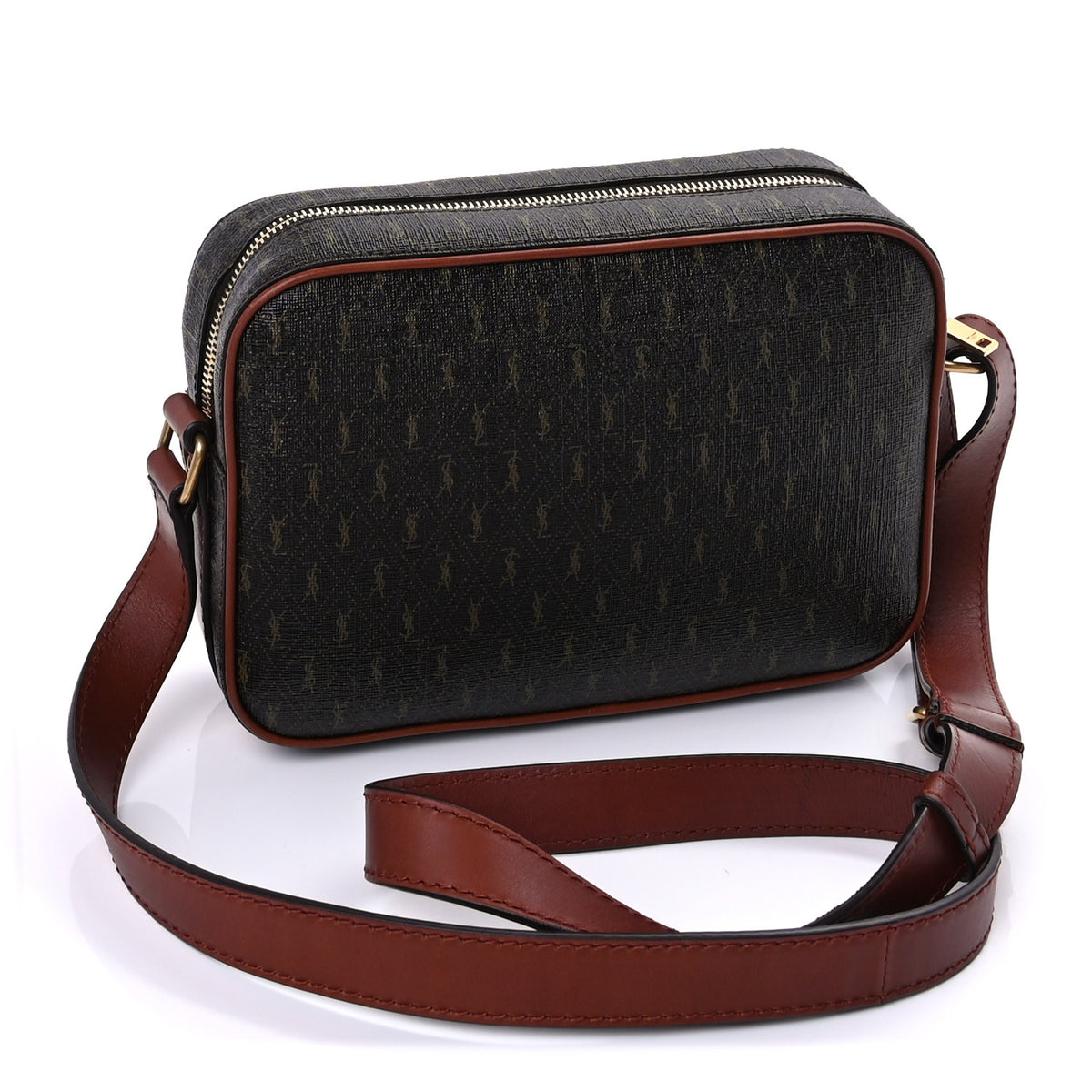 Saint Laurent Canvas Smooth Calfskin Le Monogramme Camera Bag Chestnut 2 of 8