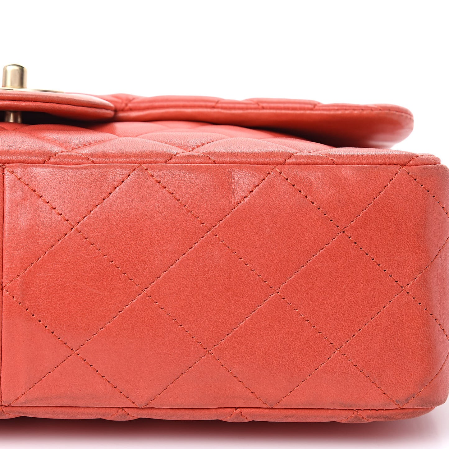 Lambskin Quilted Jumbo Single Flap Coral