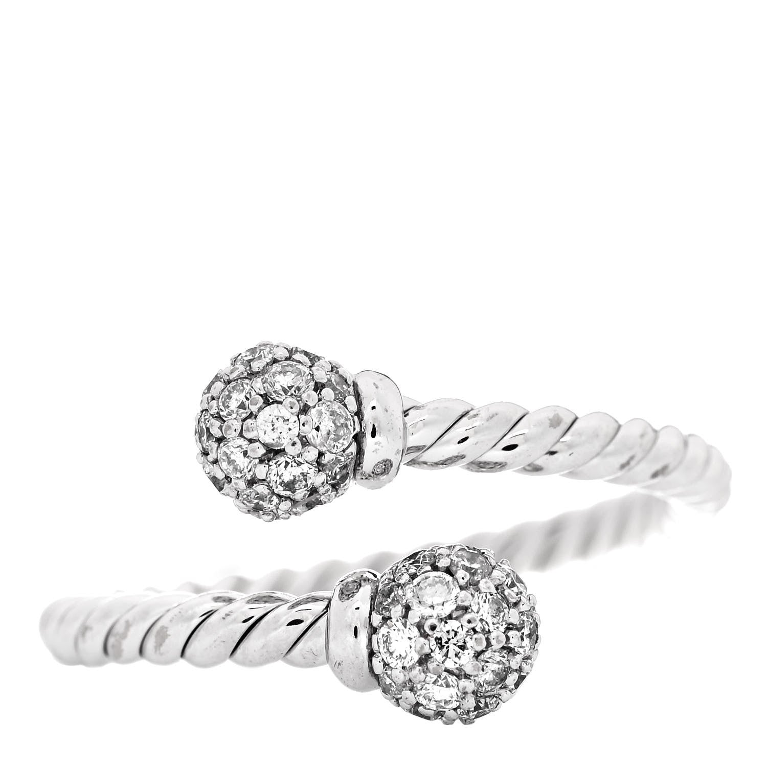 David Yurman 18K White Gold Diamond Solari Bypass Ring 53 6.5 1 of 5