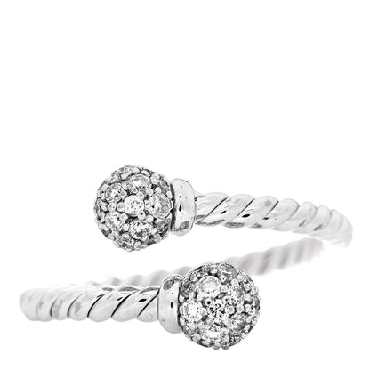 David Yurman 18K White Gold Diamond Solari Bypass Ring 53 6.5 1 of 5