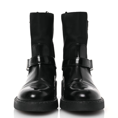 Prada Spazzolato Re-Nylon Metal Triangle Logo Buckled 50mm Biker Boots 37.5 Black 2 of 15
