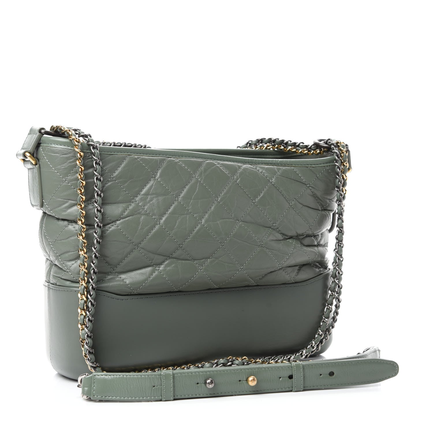 Chanel Aged Calfskin Quilted Medium Gabrielle Hobo Green 4 of 14