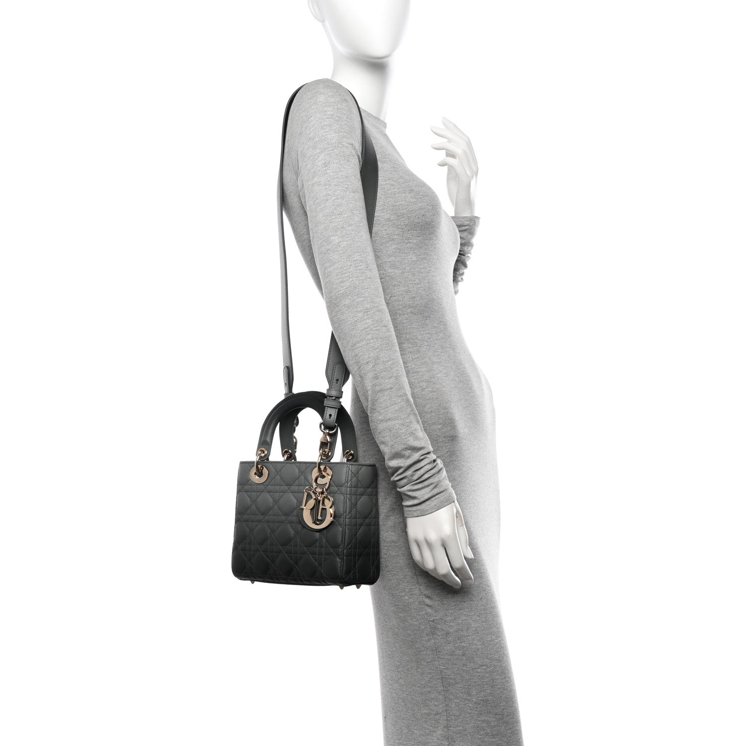 Christian Dior Lambskin Cannage Gradient Small My ABCDior Lady Dior Grey 2 of 12