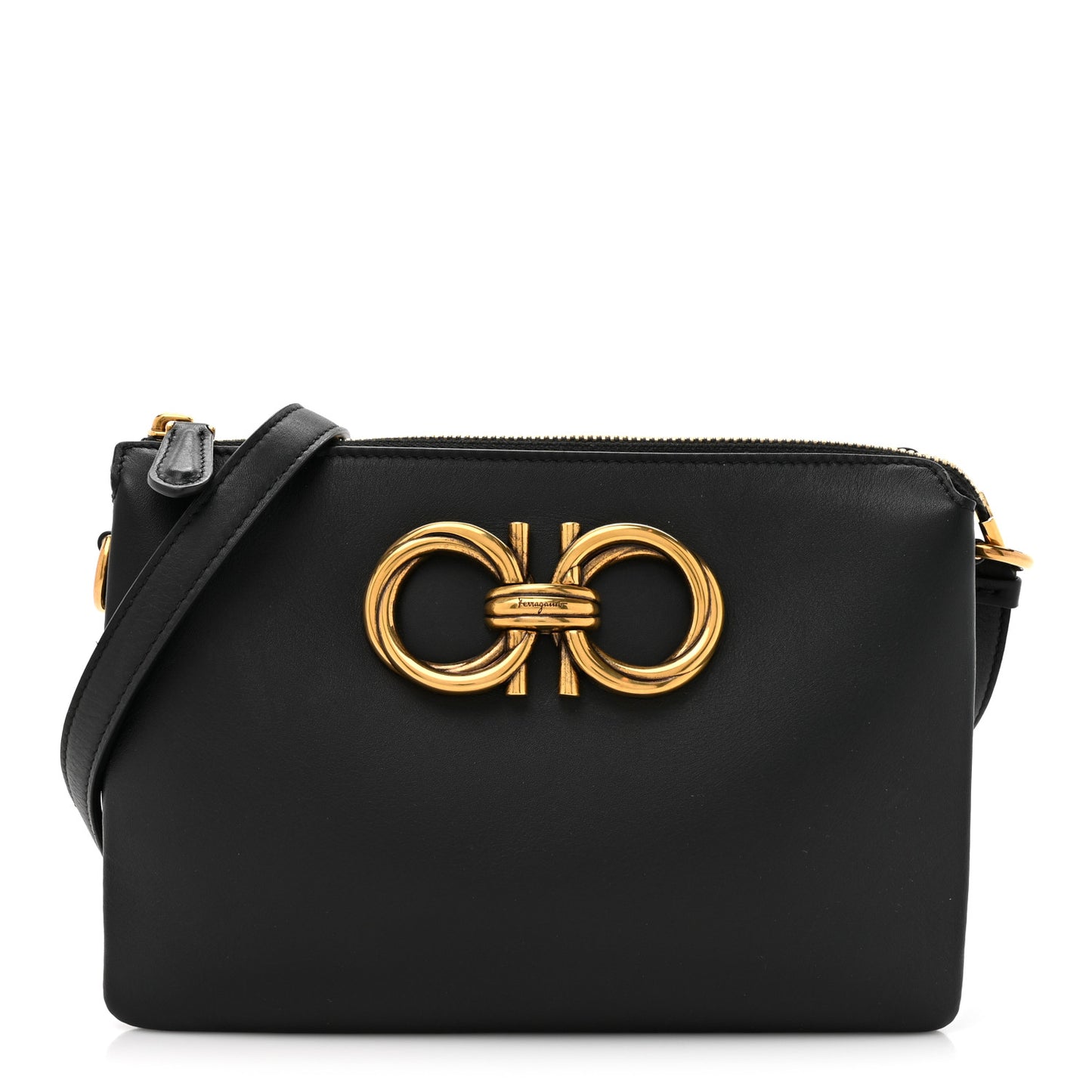 Calfskin Trapezio Shoulder Bag Black