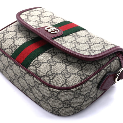 Gucci GG Supreme Monogram Textured Dollar Calfskin Small Ophidia Top Handle Shoulder Bag Beige Bordeaux 8 of 8