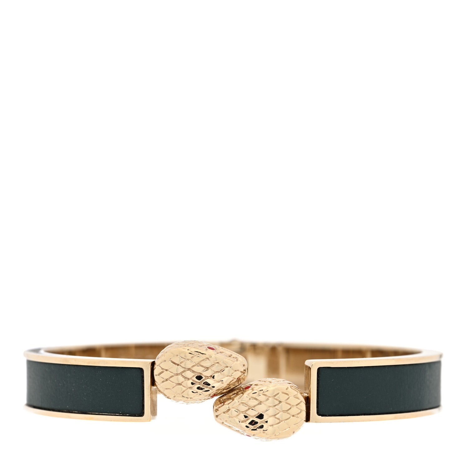 Bulgari Metal Calfskin Serpenti Forever Bangle Bracelet Green 1 of 4
