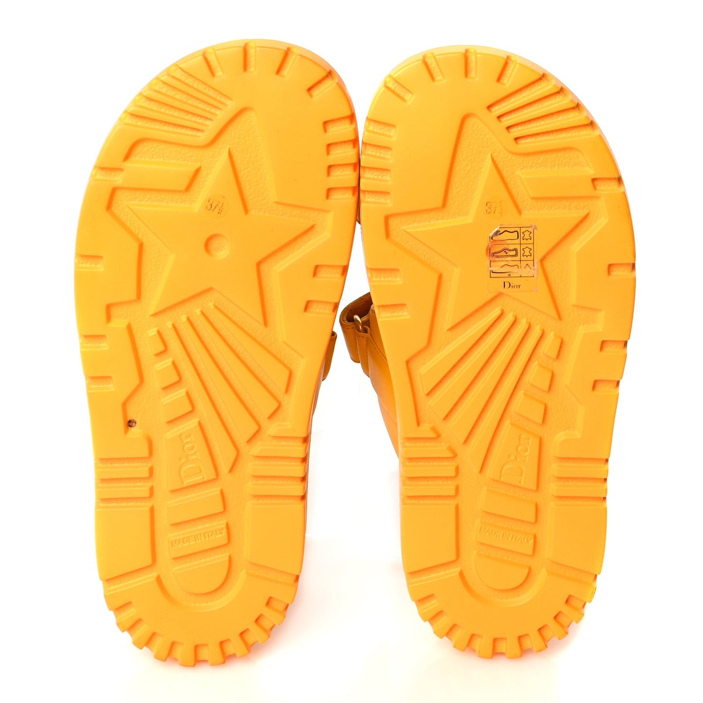 Lambskin Dioract 10mm Slide Sandals 37.5 Amber Yellow