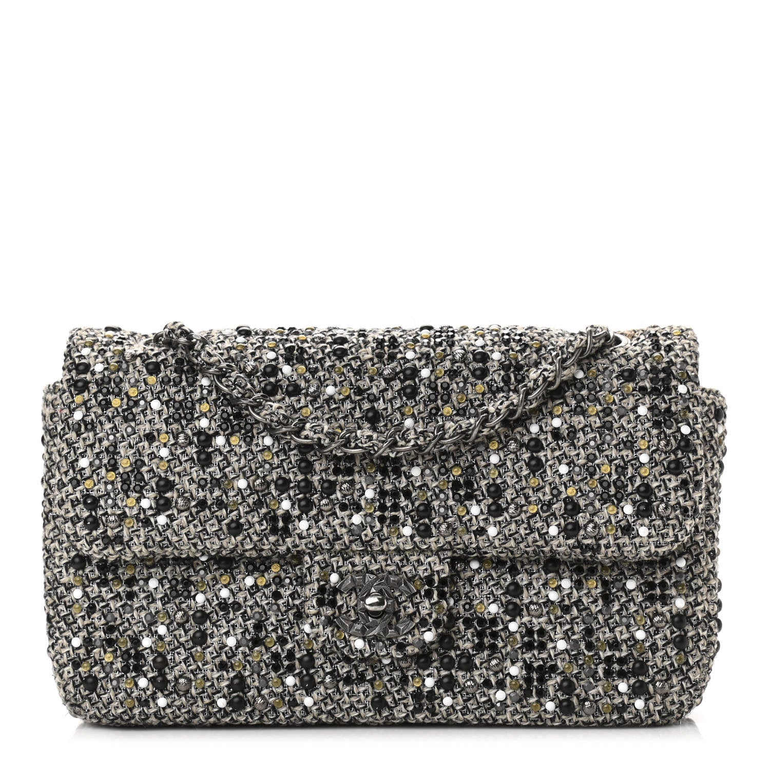 Chanel Crystal Tweed Quilted Medium Single Flap Black 1 of 11