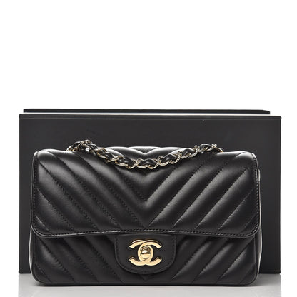 Chanel Lambskin Chevron Quilted Mini Rectangular Flap Black 8 of 8