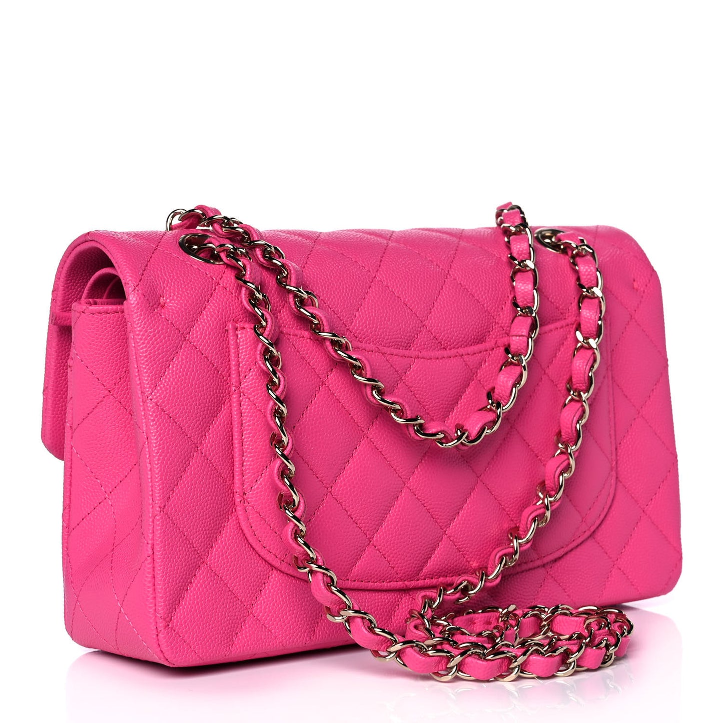 Caviar Quilted Small Double Flap Dark Pink