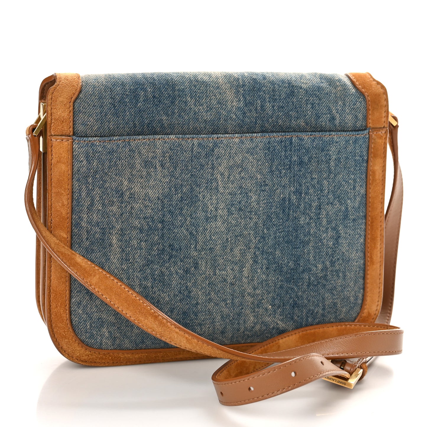 Denim Suede Monogram Medium Solferino Soft Satchel Blue Cinnamon